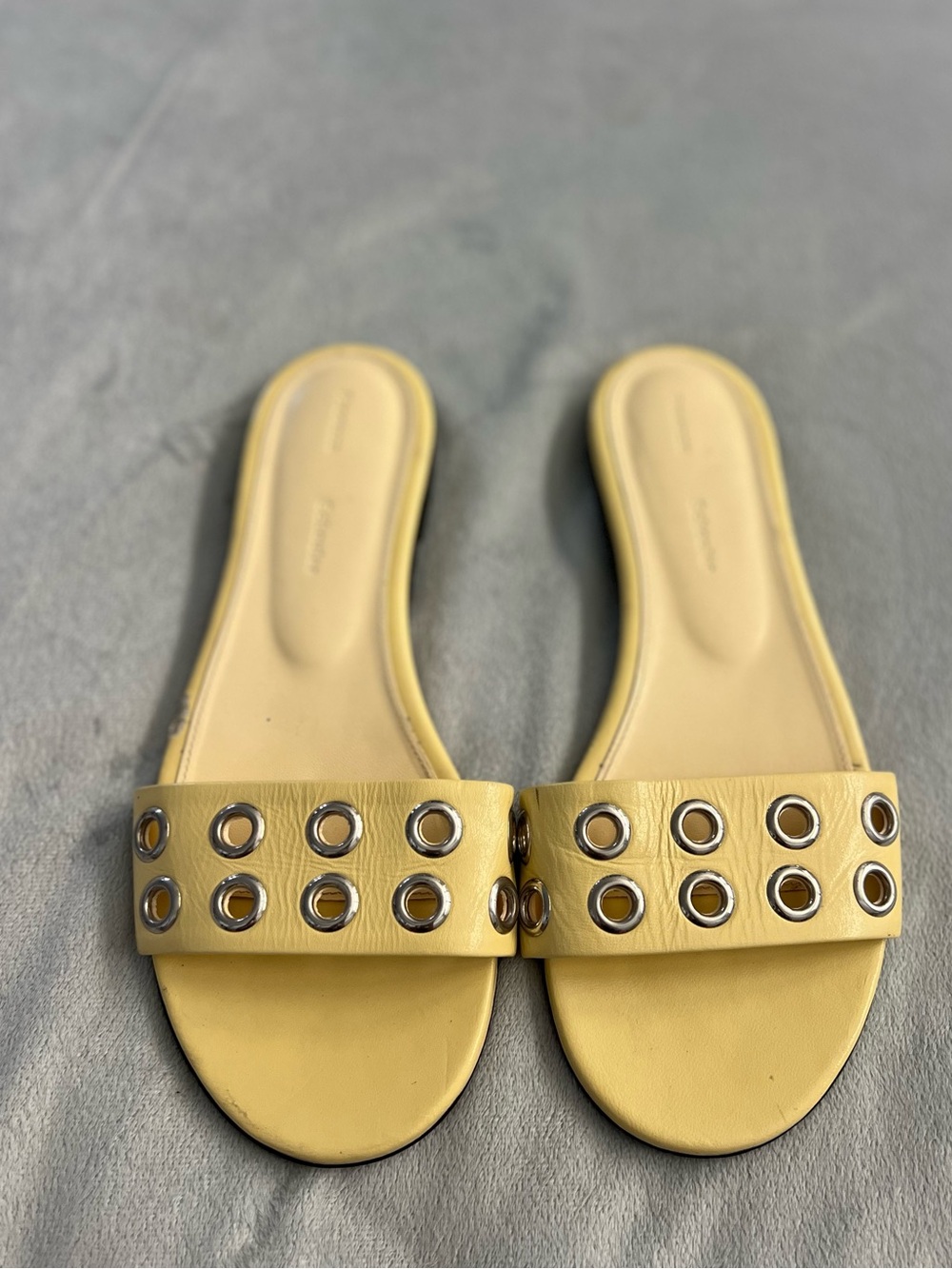 Proenza Schouler Yellow Slide Sandals with Silver Eyelets